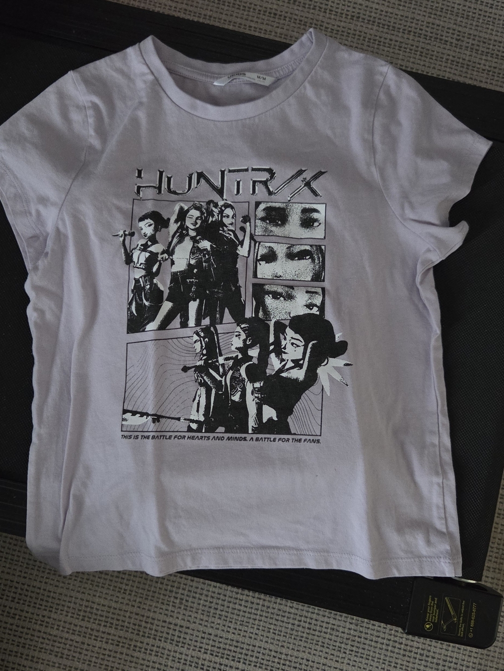 Girls' Light Purple Graphic Tee with Black Print